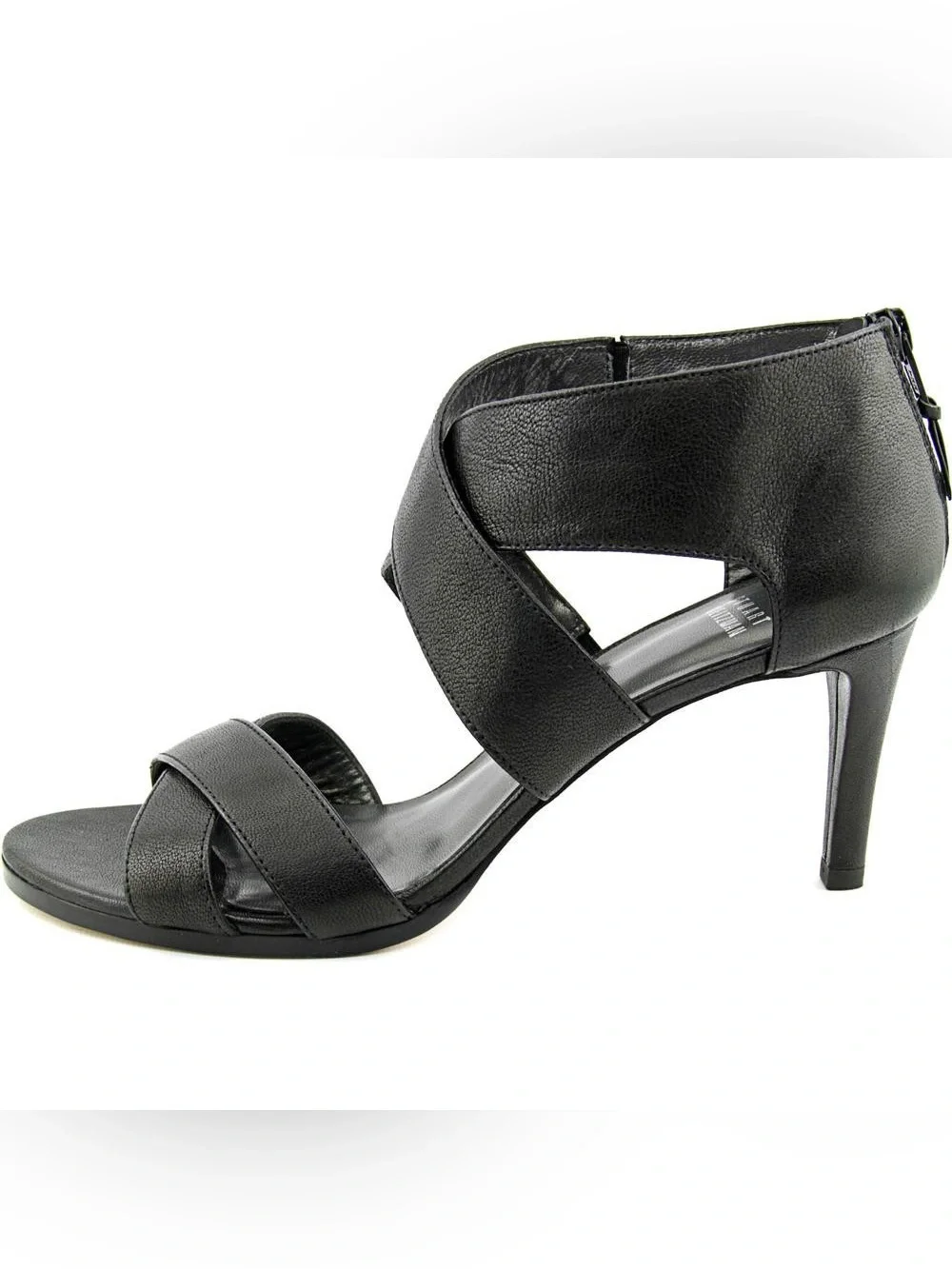 Stuart Weitzman Hugme Stiletto Sandals Leather Cross Cross Women 7 Black